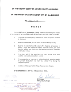 Burn ban proclamation scan of official document